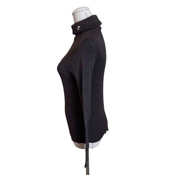 Vintage 60s 70s Pierre Cardin Ribbed Turtleneck Sweater Pink Metallic Logo Mod - Picture 4 of 10